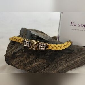 NWT Sophia "Confidant" Lemon colour faux leather with cut crystal bracelet